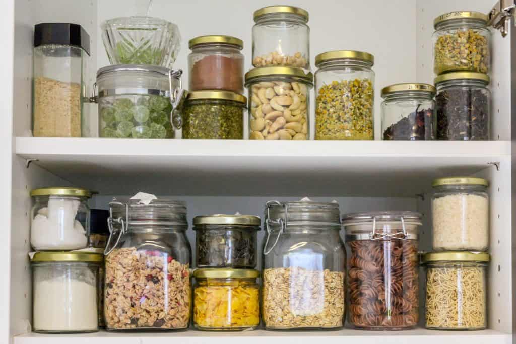 Photo of jars in a pantry to staying organized