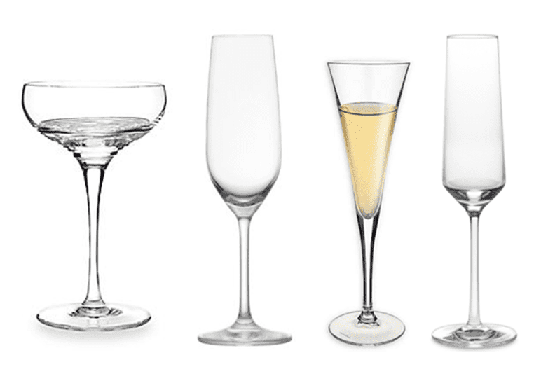Different types of champagne goblets