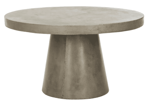 A photo of a concrete round coffee table