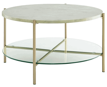 a photo of a brass and marble coffee table